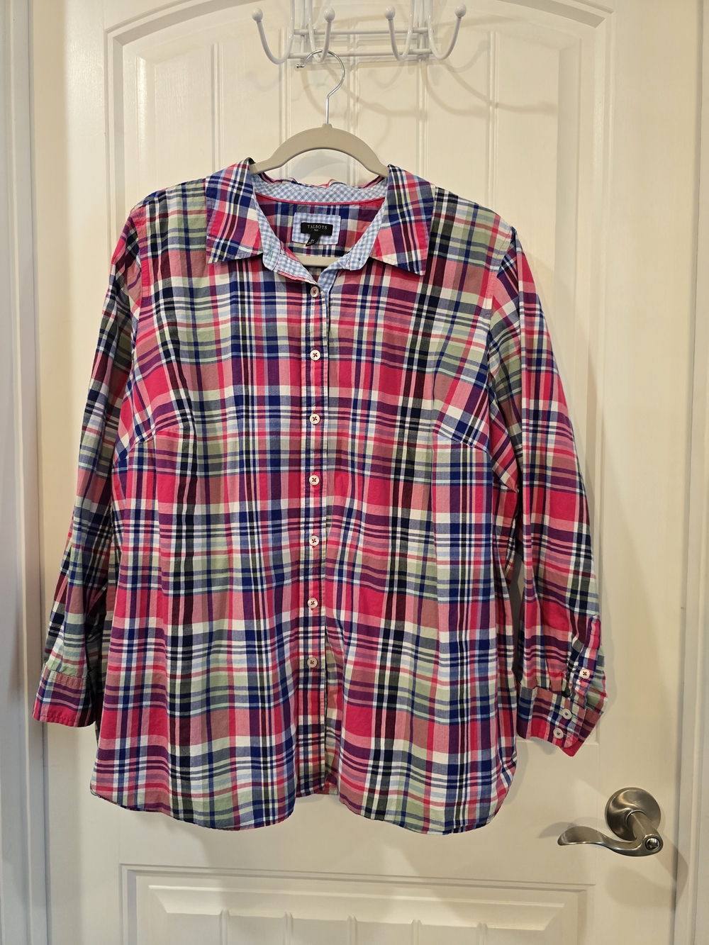Talbots Pink and Blue Plaid Button-Down Shirt